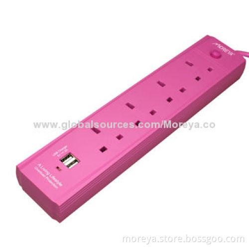 Switch Power Strip, OEM Services Available, 5-way Extension Cable with Surge Protection